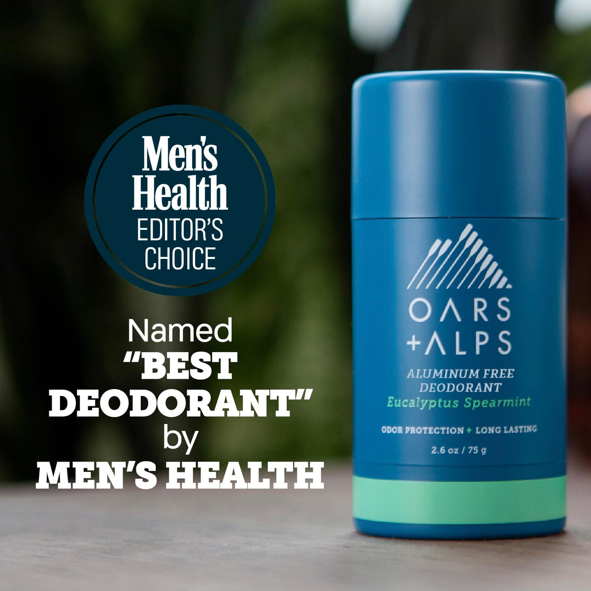 Close-up of Oars + Alps Men's Deodorant stick with Eucalyptus Spearmint