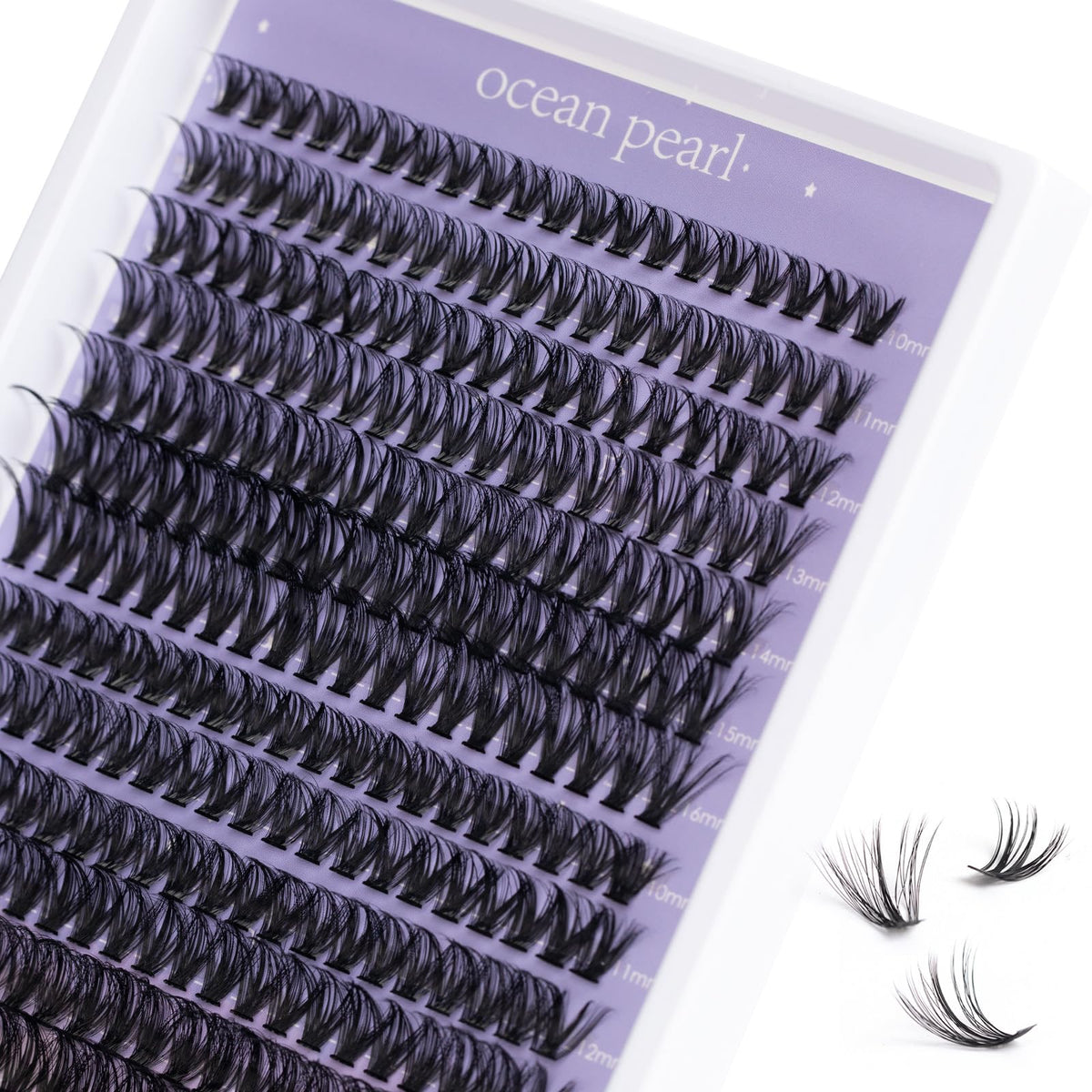 Close-up of Ocean Pearl Lash Clusters showing individual lash clusters