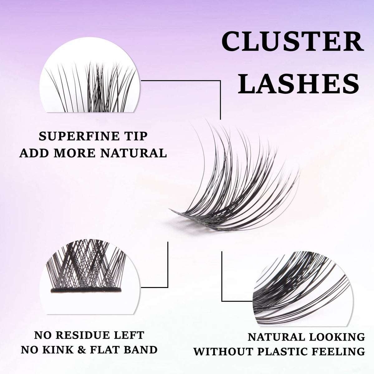 Close-up of Ocean Pearl Lash Clusters showing individual lashes