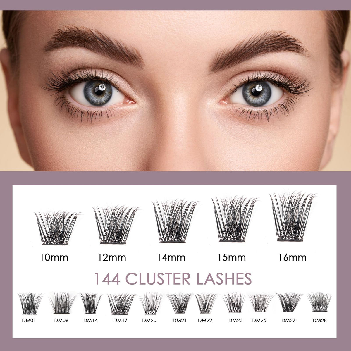 Close-up of Ocean Pearl Lash Clusters showing thin-base design