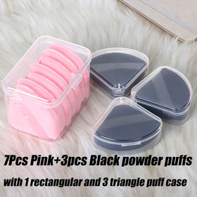 Close-up of Ocim triangle powder puff showing soft texture