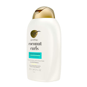 Close-up of OGX Quenching + Coconut Curls Conditioner ingredients