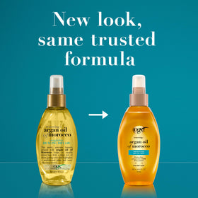 Close-up of OGX Renewing Argan Oil Dry Oil spray nozzle