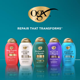 Close-up of OGX Thick & Full Biotin & Collagen Shampoo texture