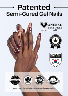 Close-up of ohora semi- gel nail wraps in various sizes