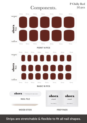 close-up of ohora Semi Gel Pedi Strips in various sizes