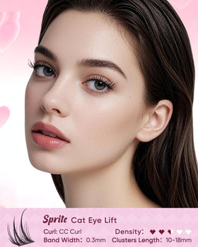 Close-up of OKAYLOVE Sprite lash clusters in various lengths