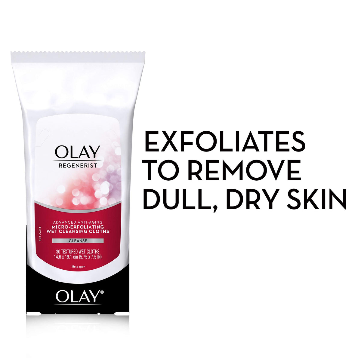 Close-up of Olay Makeup Remover Wipes packaging