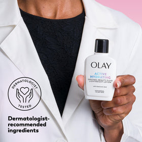 Close-up of Olay moisturizer texture on skin