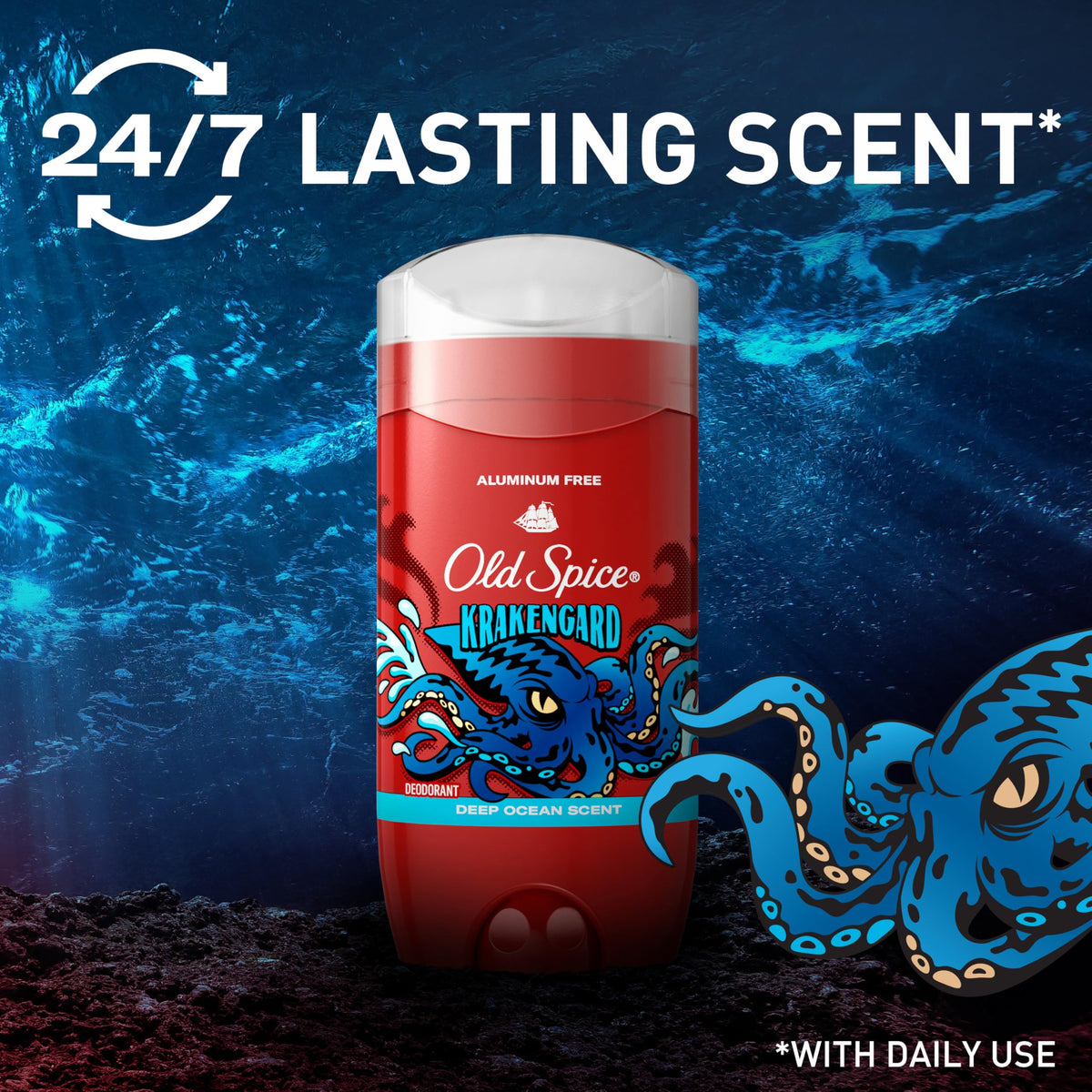 Close-up of Old Spice Krakengard deodorant ingredients