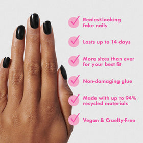 Close-up of Olive & June Instant Mani Press-On Nails in different colours