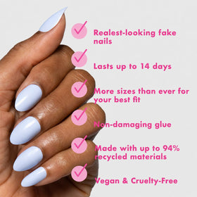 Close-up of Olive & June Instant Mani Press-On Nails showing size options