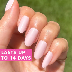Close-up of Olive & June Instant Mani Press-On Nails with non-toxic glue