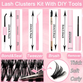 Close-up of OLLAVO Lash Clusters showcasing 9-16mm D Curl lashes