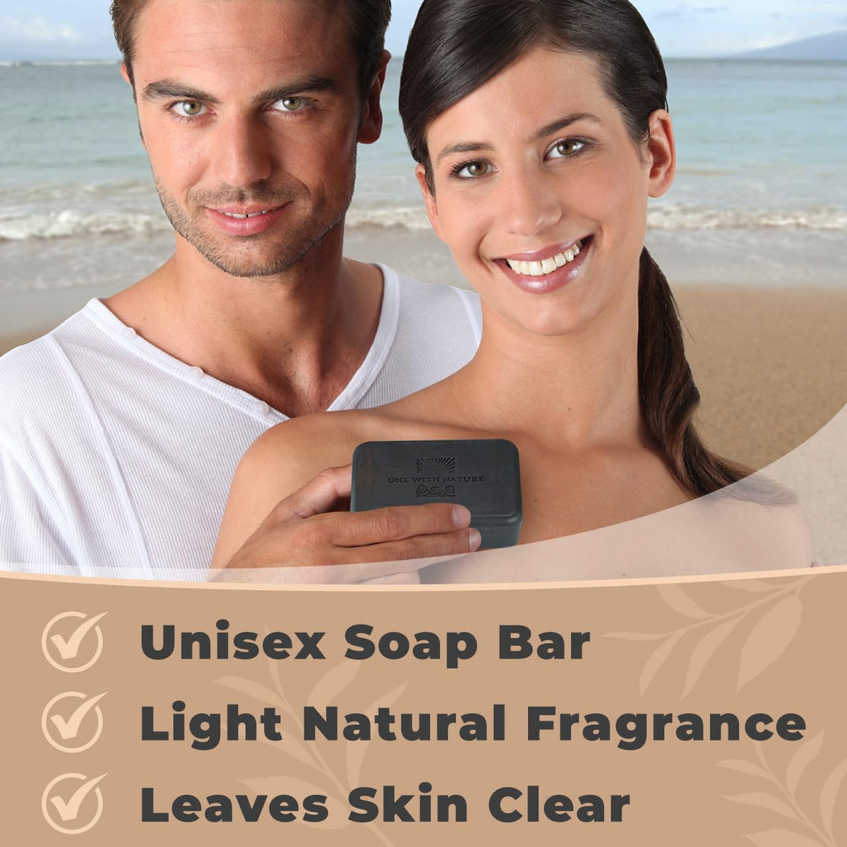 Close-up of One With Nature Activated Charcoal Soap bar