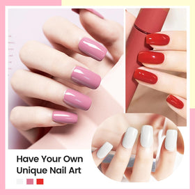 Close-up of OpenLive Nail Polish bottle in nude pink