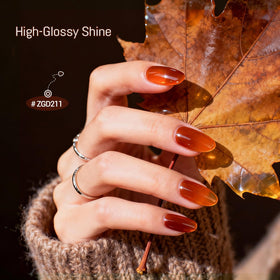 Close-up of OpenLive nail polish bottles in various autumn colours