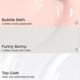 Close-up of OPI Bubble Bath nail polish in light pink