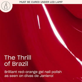 Close-up of OPI GelColor The Thrill Of Brazil red-orange shade
