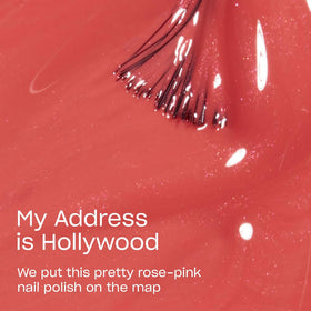 Close-up of OPI Nail Lacquer My Address is Hollywood brush