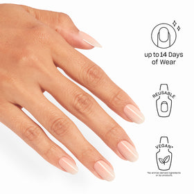 Close-up of OPI On Point Peach Smoochie nails showing ombré design