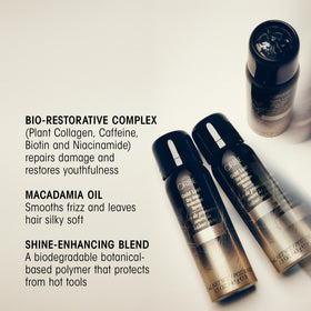 Close-up of ORIBE Gold Lust Dry Heat Protection Spray ingredients