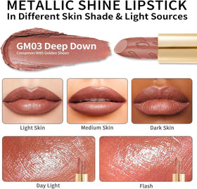 Close-up of Oulac Matte Cinnamon Lipstick GM03 creamy texture