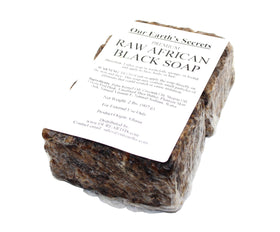 Close-up of Our Earth's Secrets Raw African Black Soap texture