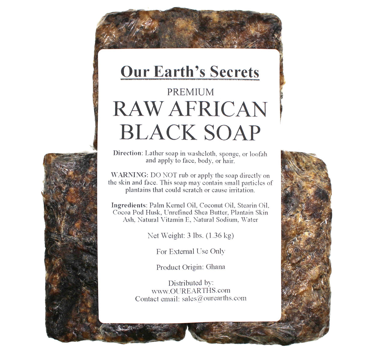 Close-up of Our Earth's Secrets Raw African Black Soap texture