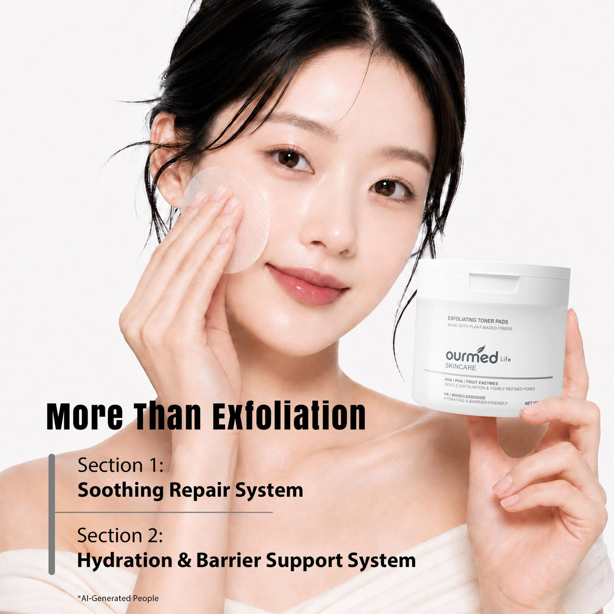 close-up of ourmed life toner pad texture
