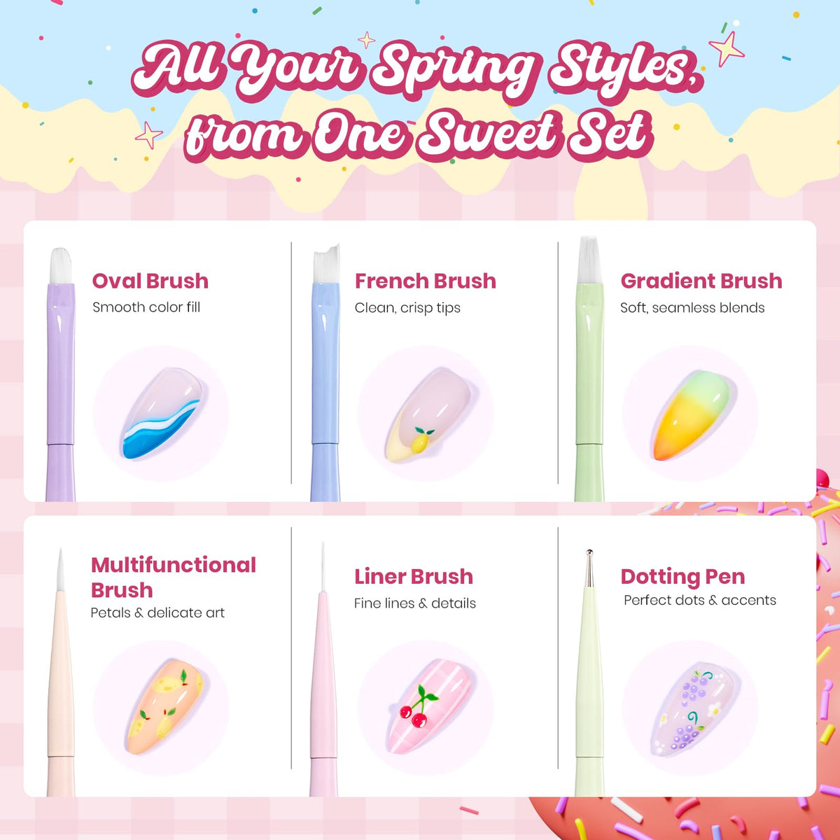 Close-up of oval brush from beetles Nail Art Brushes Set