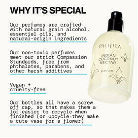 Close-up of Pacifica Indian Coconut Nectar Spray Perfume bottle