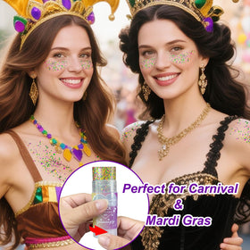 Close-up of Paminify Mardi Gras Glitter Stick showing glitter texture