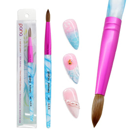 Close-up of PANA Kolinsky Nail Brush bristles and ferrule
