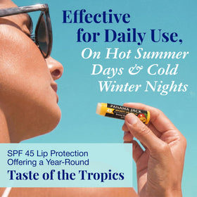 Close-up of Panama Jack Sunscreen Lip Balm SPF 45 mango dispensing knob