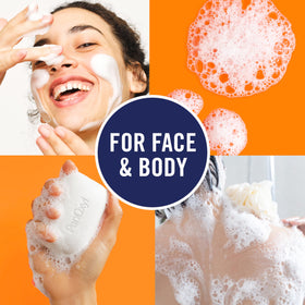 Close-up of PanOxyl Acne Bar lathering on skin