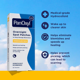 Close-up of PanOxyl PM Overnight Spot Patches in two sizes