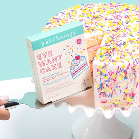 Close-up of Patchology Eye Want Cake Under Eye Patches showing sprinkle design