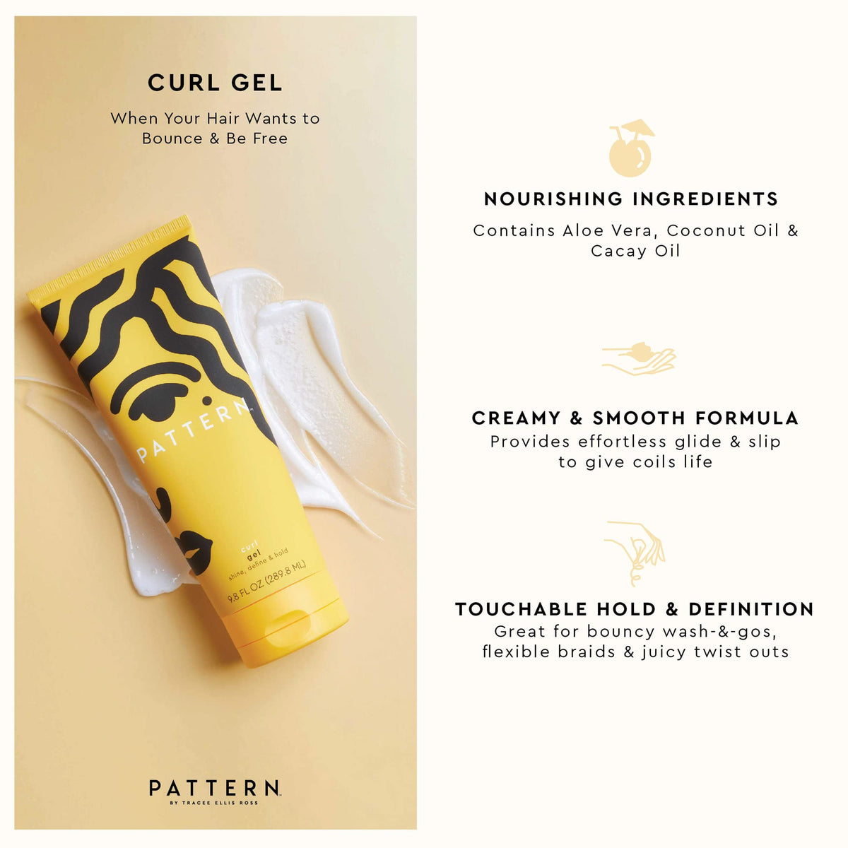 Close-up of PATTERN Curl Gel texture