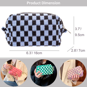 Close-up of PAZIMIIK Checkered Makeup Bag zipper