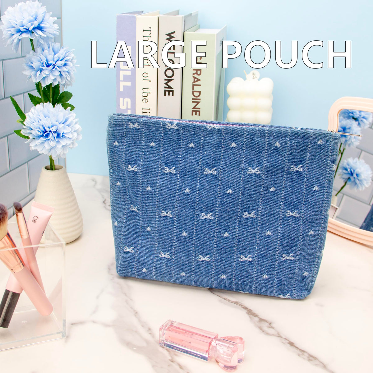 Close-up of PAZIMIIK Flat Makeup Bag zipper
