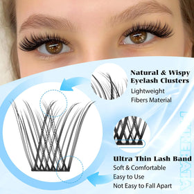 Close-up of PHKERATA eyelash clusters showing different lengths