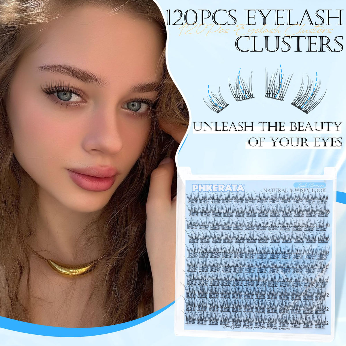 Close-up of PHKERATA lash clusters in packaging