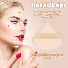 Close-up of Pimoys triangle makeup sponge showing velvety texture