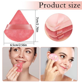 Close-up of Pimoys triangle powder puff with strap