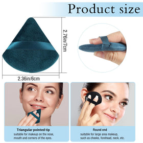 Close-up of Pimoys triangle side makeup puff