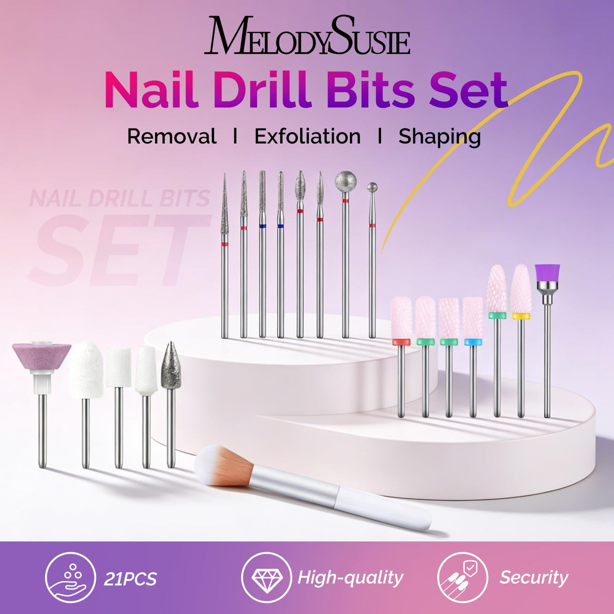 Close-up of pink ceramic nail bits from MelodySusie set