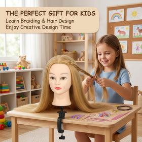 Close-up of PlatolPro mannequin head with braiding kit