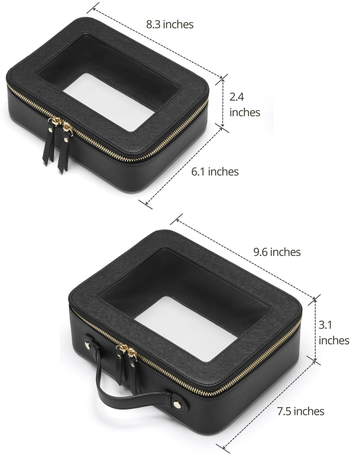 Close-up of Popvibe Clear Toiletry Bag zipper and hardware