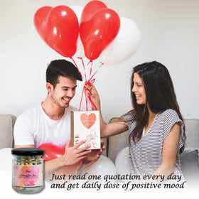 Close-up of positive affirmation cards in Musemory Love Notes Jar